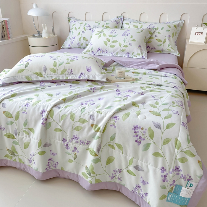 91家纺网 家纺一手货源 找家纺 宝士康家纺 2025新款10A抗菌针织夏被 紫玲