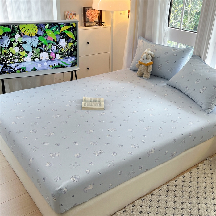 91家纺网 家纺一手货源 找家纺 宝士康家纺 2025新款10A抗菌全棉印花床笠 布偶小熊