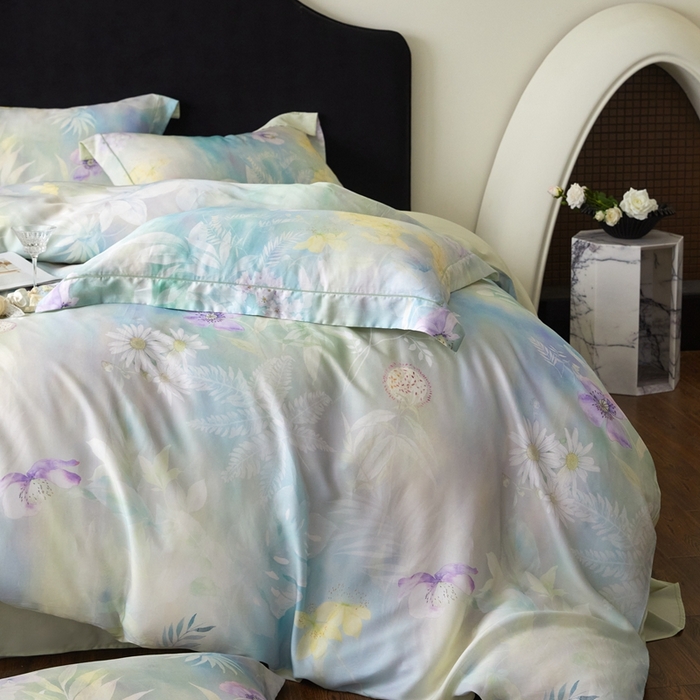 91家纺网 家纺一手货源 找家纺 金奇达家纺 2025新款竹玉清丝四件套-雅韵【标准号全网控价（折后券后）不低于元228元】 空谷-柳绿