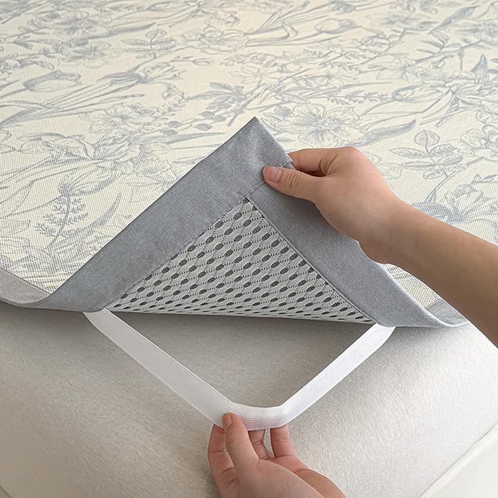 91家纺网 家纺一手货源 找家纺 格真2025新款简约印花冰藤席席子凉席 莫奈花园-灰