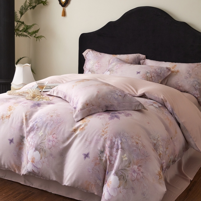 91家纺网 家纺一手货源 找家纺 金奇达家纺 2025新款竹玉清丝四件套-雅韵【标准号全网控价（折后券后）不低于元228元】 蝴蝶仙子-粉