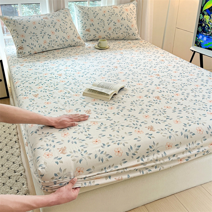 91家纺网 家纺一手货源 找家纺 宝士康家纺 2025新款10A抗菌全棉印花床笠 沁心乐园