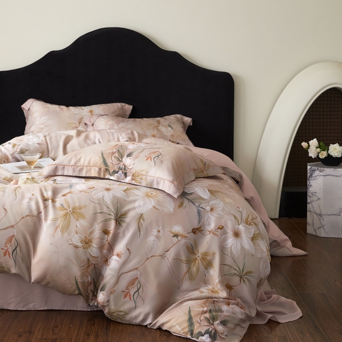 91家纺网 家纺一手货源 找家纺 金奇达家纺 2025新款竹玉清丝四件套-雅韵【标准号全网控价（折后券后）不低于元228元】 月下听风-卡其