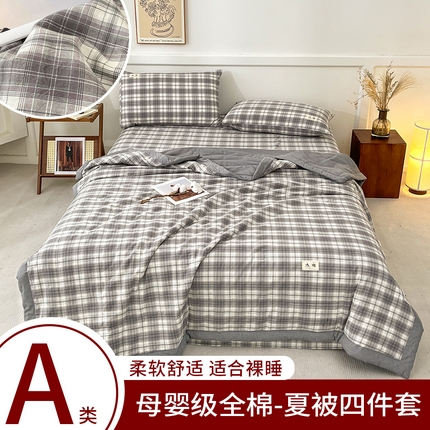 91家纺网 家纺一手货源 找家纺 （总）21度C 2025新款色织全棉夏被四件套