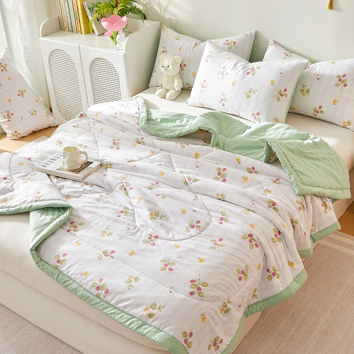 91家纺网 家纺一手货源 找家纺 海洋家纺 2025款水洗棉纯棉花夏凉被全棉花印花夏被空调被薄被子 盛夏果实