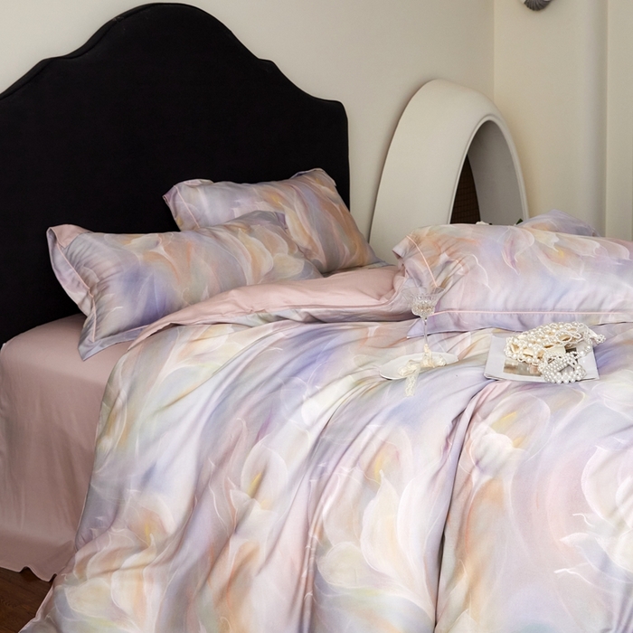 91家纺网 家纺一手货源 找家纺 金奇达家纺 2025新款竹玉清丝四件套-雅韵【标准号全网控价（折后券后）不低于元228元】 绚烂春日-粉