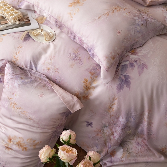 91家纺网 家纺一手货源 找家纺 金奇达家纺 2025新款竹玉清丝四件套-雅韵【标准号全网控价（折后券后）不低于元228元】 蝴蝶仙子-粉