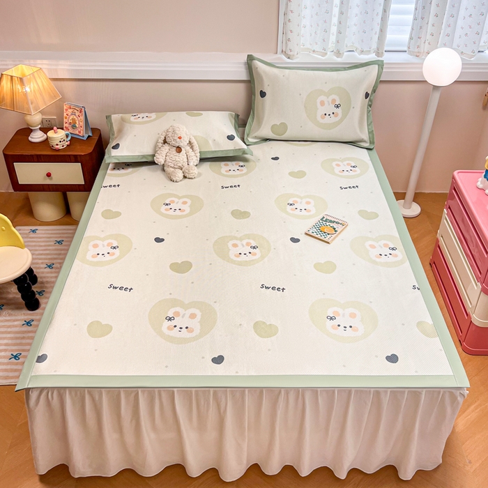 91家纺网 家纺一手货源 找家纺 慕尚家纺 2025新款数码印花床席床笠款冰藤席 床席款-兔卷卷