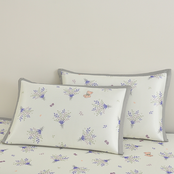 91家纺网 家纺一手货源 找家纺 简一 2025新款A类碳光印花数码冰丝凉席系列-床笠款 普罗旺斯