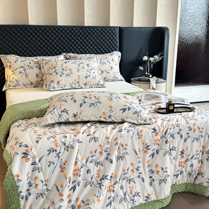 91家纺网 家纺一手货源 找家纺 宝士康家纺 2025新款10A抗菌双层纱豆豆绒夏被 金桔