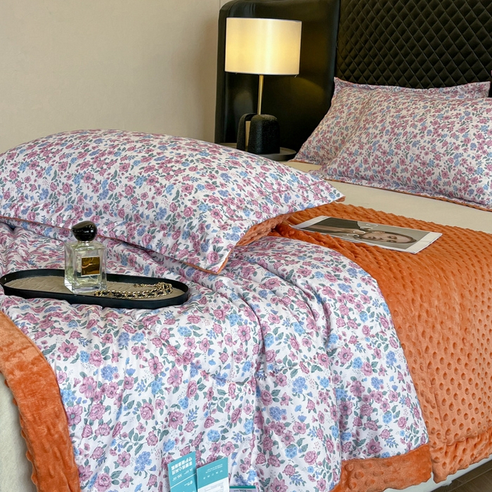 91家纺网 家纺一手货源 找家纺 宝士康家纺 2025新款10A抗菌双层纱豆豆绒夏被 紫苑