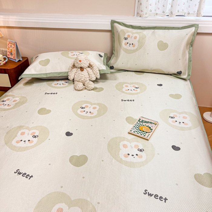 91家纺网 家纺一手货源 找家纺 慕尚家纺 2025新款数码印花床席床笠款冰藤席 床笠款-兔卷卷