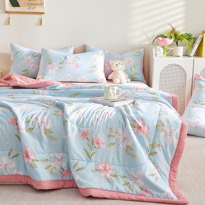 91家纺网 家纺一手货源 找家纺 海洋家纺 2025款水洗棉纯棉花夏凉被全棉花印花夏被空调被薄被子 铭香兰