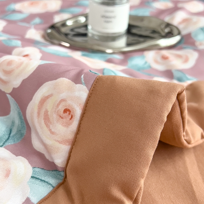 91家纺网 家纺一手货源 找家纺 宝士康家纺 2025新款10A抗菌双层纱印花夏被 夏日玫瑰