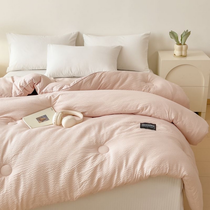 91家纺网 家纺一手货源 找家纺 宝士康家纺 2025新款加厚泡泡棉大豆冬被子被芯 拿铁慕斯