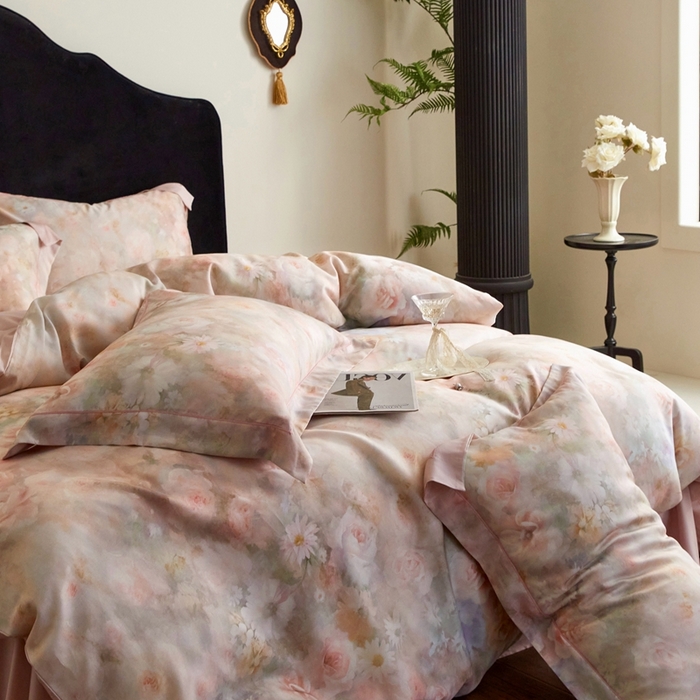 91家纺网 家纺一手货源 找家纺 金奇达家纺 2025新款竹玉清丝四件套-雅韵【标准号全网控价（折后券后）不低于元228元】 凝香-粉玉