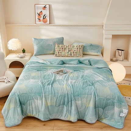 柏薇 2025新款冰激凌凉感丝印花夏凉被 银杏叶