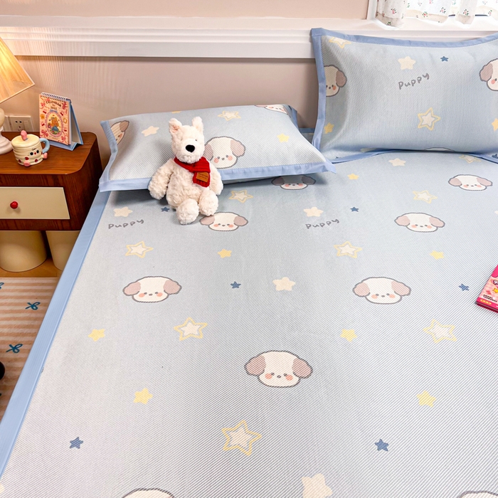 91家纺网 家纺一手货源 找家纺 慕尚家纺 2025新款数码印花床席床笠款冰藤席 床席款-酷奇