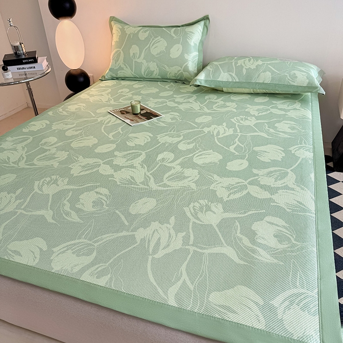 91家纺网 家纺一手货源 找家纺 格真2025新款简约印花冰藤席席子凉席 灵动