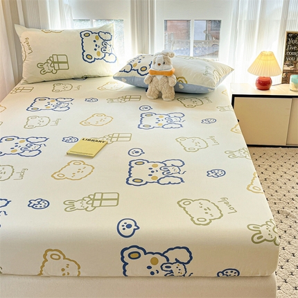 宝士康家纺 2025新款10A抗菌全棉印花床笠 奶油布丁