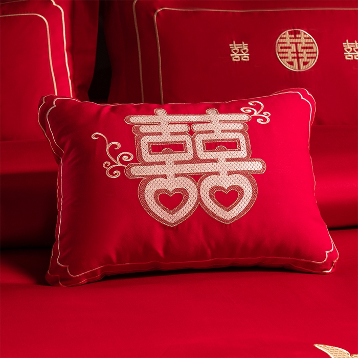 91家纺网 家纺一手货源 找家纺 博之洋婚庆 2025新款全棉长绒棉刺绣新中式婚庆系列多件套一生相守