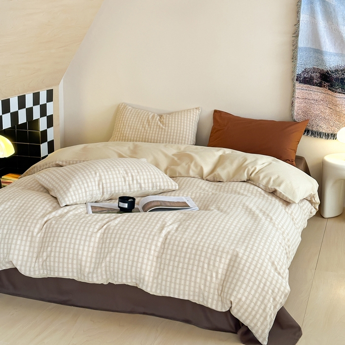 91家纺网 家纺一手货源 找家纺 例外Home 2025春夏新款全棉纯棉色织提花四件套-星辰 星辰-奶咖 会员-10