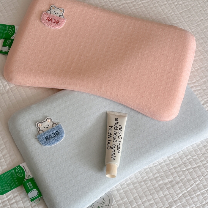 91家纺网 家纺一手货源 找家纺 伟邦枕芯 2025新款淘气熊生物机儿童枕头枕芯 粉色低枕27*42cm一只