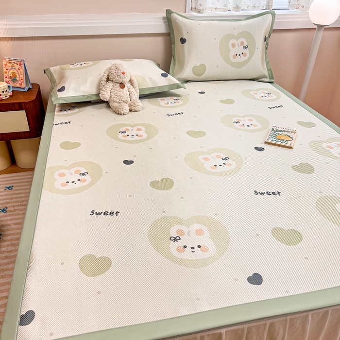 91家纺网 家纺一手货源 找家纺 慕尚家纺 2025新款数码印花床席床笠款冰藤席 床席款-兔卷卷