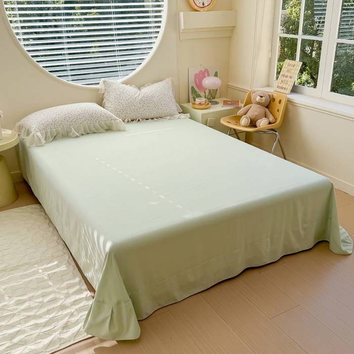 91家纺网 家纺一手货源 找家纺 苏拉家居 2025新款雪纺花边云感提花针织双层纱四件套 繁花