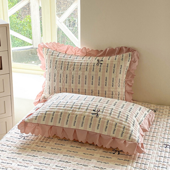 91家纺网 家纺一手货源 找家纺 2025新款直播热款A类针织棉双层纱床盖款夏被四件套 min-粉