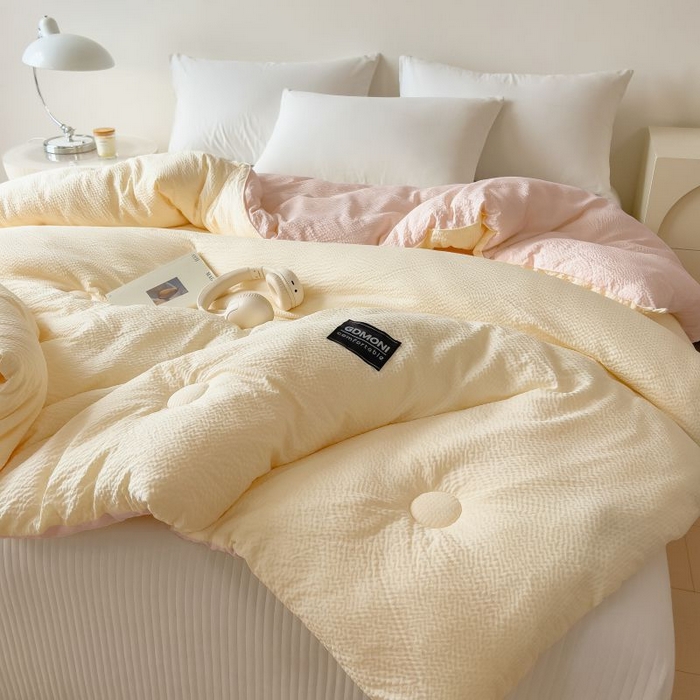 91家纺网 家纺一手货源 找家纺 宝士康家纺 2025新款加厚泡泡棉大豆冬被子被芯 麦秸霜华