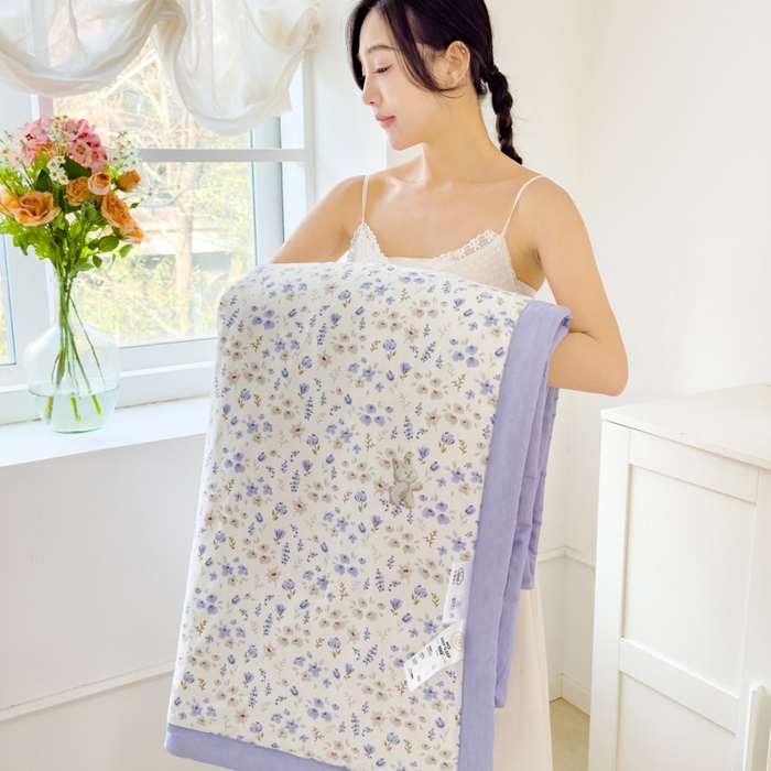 91家纺网 家纺一手货源 找家纺 曲之慕新款13372里外全棉夏被 紫罗