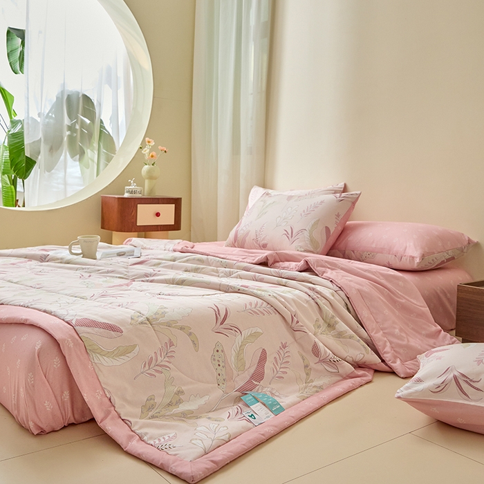 91家纺网 家纺一手货源 找家纺 宝士康家纺 2025新款10A抗菌全棉夏被 被子被芯 多巴胺粉