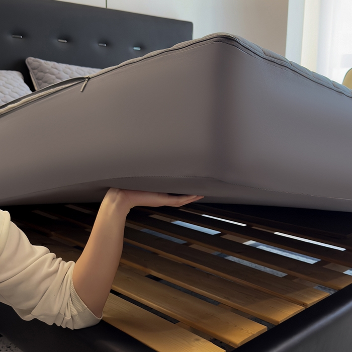 91家纺网 家纺一手货源 找家纺 叠派家纺 2025新款5A抗菌A类夹棉床笠经典款防水款系列 银灰色-梅花经典款