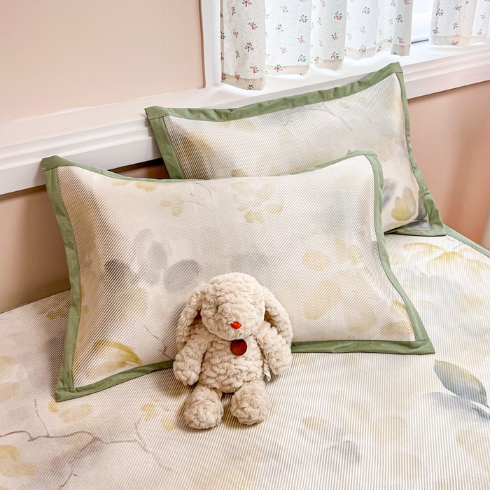 91家纺网 家纺一手货源 找家纺 慕尚家纺 2025新款数码印花床席床笠款冰藤席 床席款-墨染