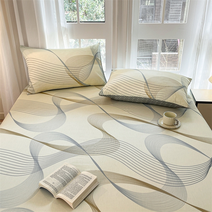 91家纺网 家纺一手货源 找家纺 宝士康家纺 2025新款10A抗菌全棉印花床笠 名爵黄