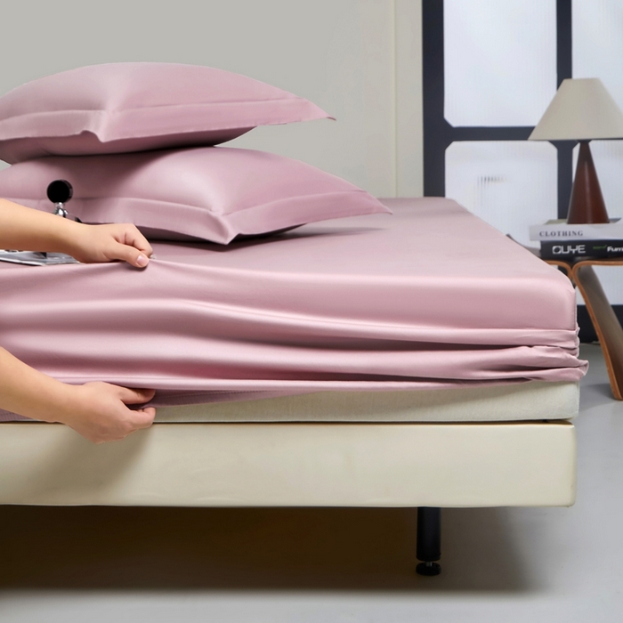 91家纺网 家纺一手货源 找家纺 秀色家纺 2024新品 A类100支双股长绒棉单品床笠 梦易-玉颜粉