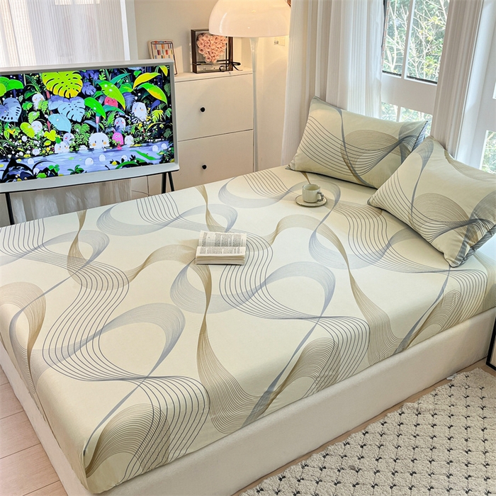 91家纺网 家纺一手货源 找家纺 宝士康家纺 2025新款10A抗菌全棉印花床笠 名爵黄