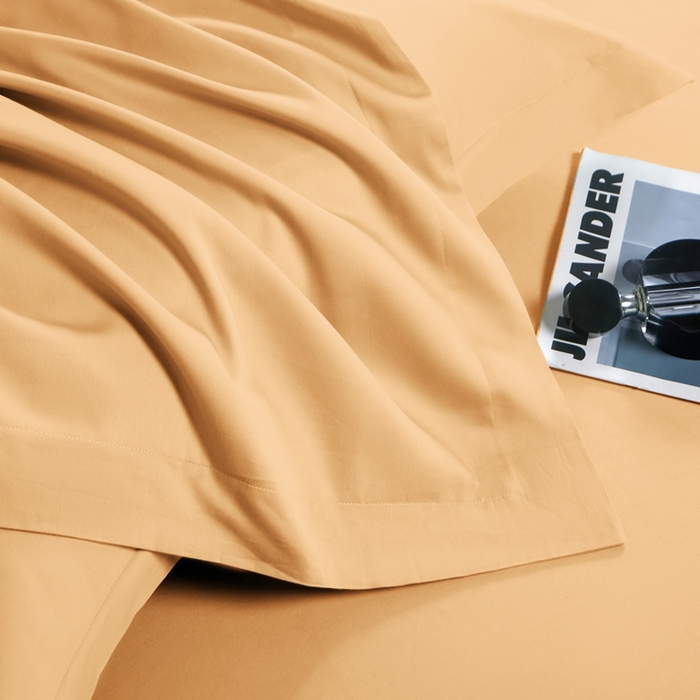 91家纺网 家纺一手货源 找家纺 秀色家纺 2024新品 A类100支双股长绒棉单品床笠 梦易-南瓜橘