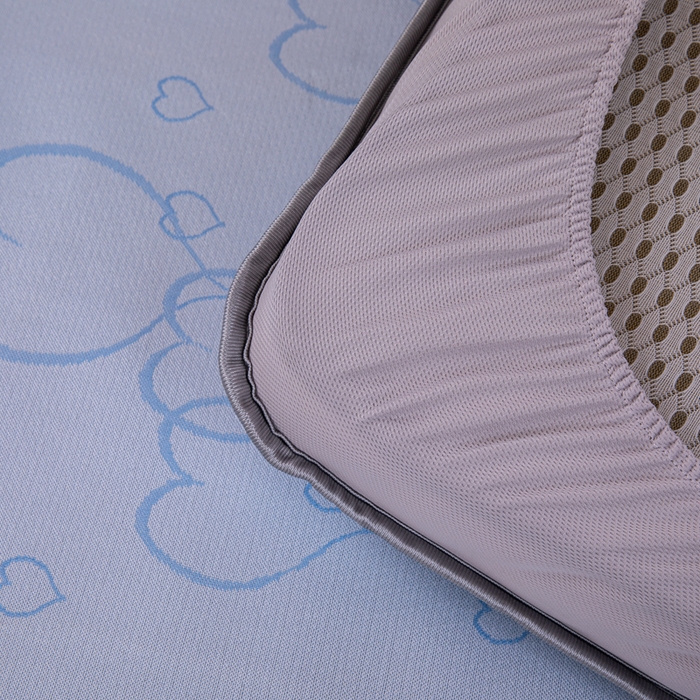 91家纺网 家纺一手货源 找家纺 凌云家纺  2025新款提花凉感冰丝席床笠款三明治凉席三件套 心海-蓝