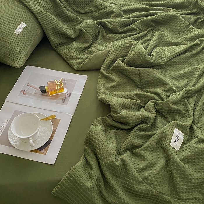 91家纺网 家纺一手货源 找家纺 （总）仟网汇 2025新款华夫格森语夏被四件套北欧简约风