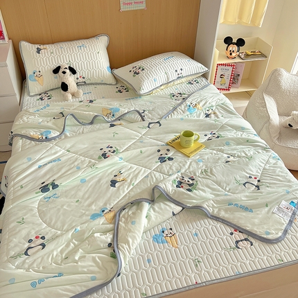 希诺家居 2025新款卡通小清新牛奶针织棉夏被空调被子被芯 竹子熊猫