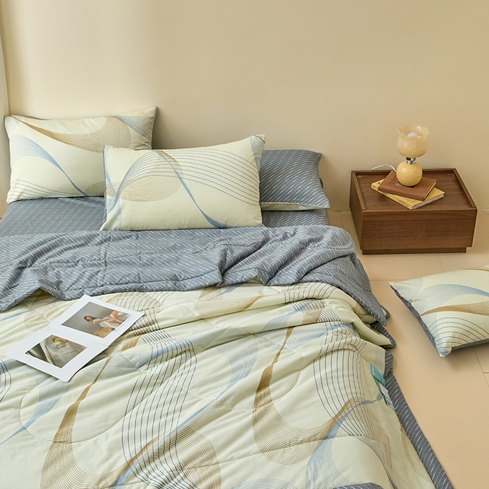 91家纺网 家纺一手货源 找家纺 宝士康家纺 2025新款10A抗菌全棉夏被四件套（床单款） 名爵黄