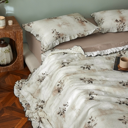 91家纺网 家纺一手货源 找家纺 （总）安莱生活 2025新款全棉精梳棉双层纱绉纱数码印花夏凉被