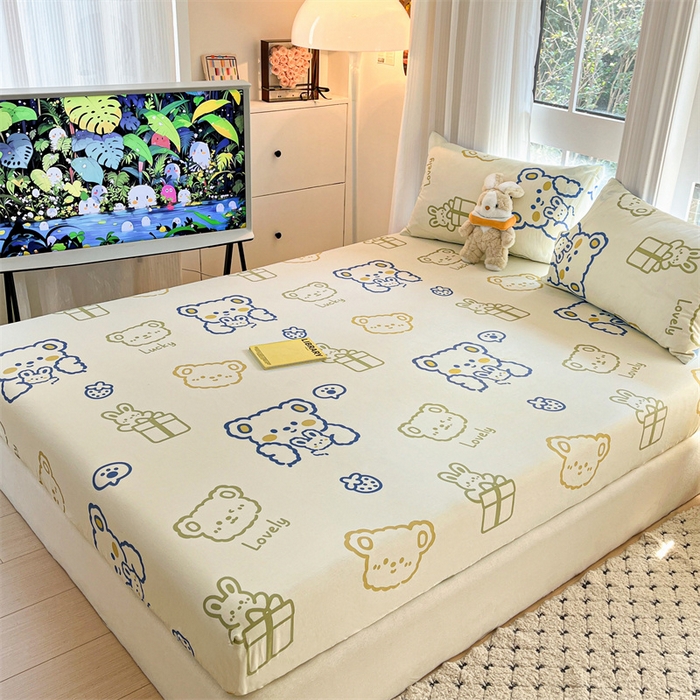 91家纺网 家纺一手货源 找家纺 宝士康家纺 2025新款10A抗菌全棉印花床笠 奶油布丁