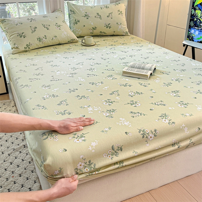 91家纺网 家纺一手货源 找家纺 宝士康家纺 2025新款10A抗菌全棉印花床笠 茶艺