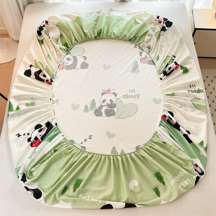 91家纺网 家纺一手货源 找家纺 宝士康家纺 2025新款10A抗菌全棉印花床笠 森林熊猫