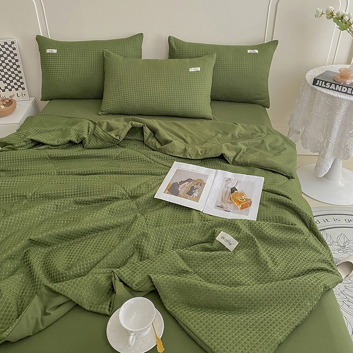 91家纺网 家纺一手货源 找家纺 （总）仟网汇 2025新款华夫格森语夏被四件套北欧简约风