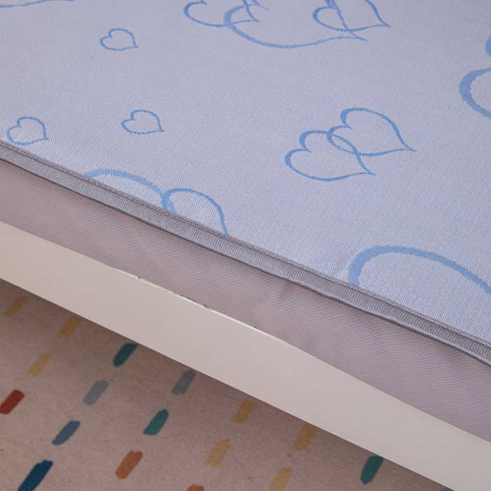 91家纺网 家纺一手货源 找家纺 凌云家纺  2025新款提花凉感冰丝席床笠款三明治凉席三件套 心海-蓝