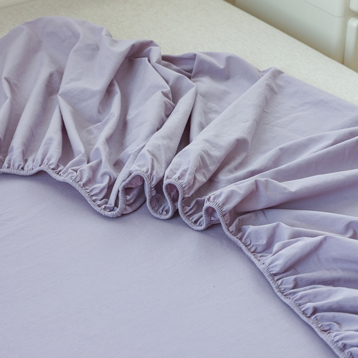 91家纺网 家纺一手货源 找家纺 2025新款全棉A类简约素色水洗棉纯棉单床笠 浅紫